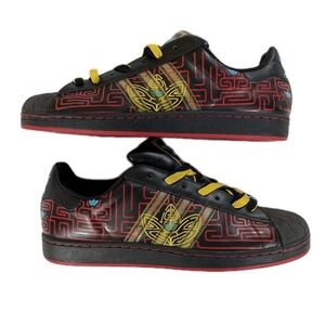 Rare Adidas Superstar Pac-Man Maze 030507 Shell Toe Black Red Yellow Size 13